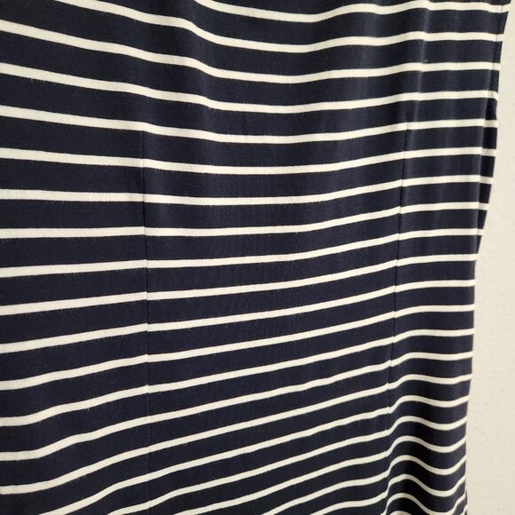 Ann Taylor Blue White Stripe Wrap Midi Dress Size M - Picture 4 of 4